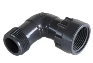 306-009 DURA 306-009 1 MANIFOLD 90 ELBOW MIPTxSWIVEL W/ 021 O-RING GRAY PVC