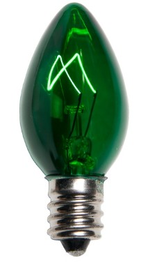4033                           V-10133 C7/E12 INCANDESCENT GREEN 7W TRANSPA