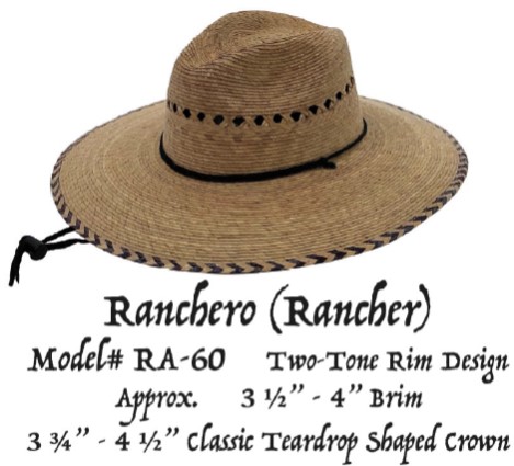748839                         RANCHERO PALM LEAF HAT RA-60 HAND MADE FROM