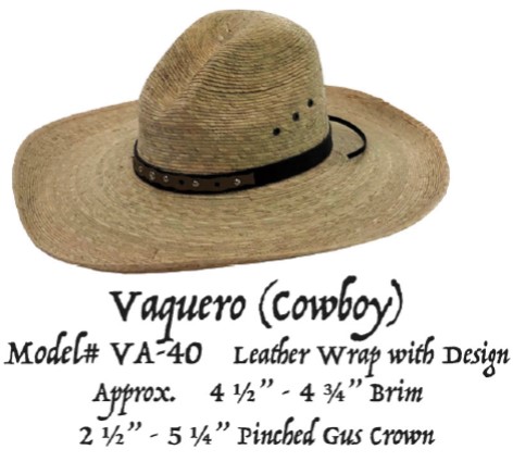 748838                         VAQUERO PALM LEAF HAT VA-40 HAND MADE FROM 1