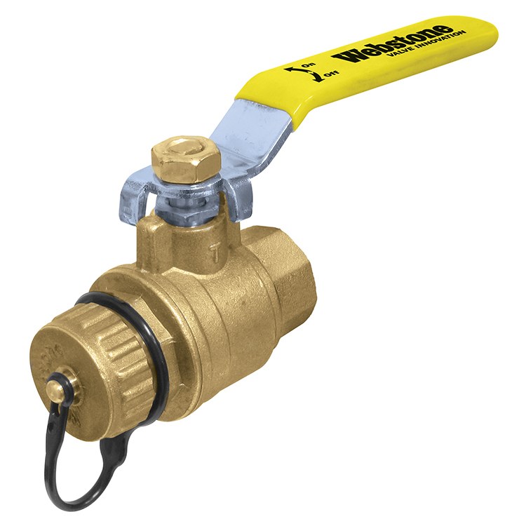 H-40312W WEBSTONE 40312W 1/2 x 3/4 LF FP BRS BALL VALVE FIP x HOSE w/CAP fr