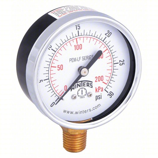 8766                           PEM212LF 2-1/2 0-30 PRESS GAUGE from WINTERS