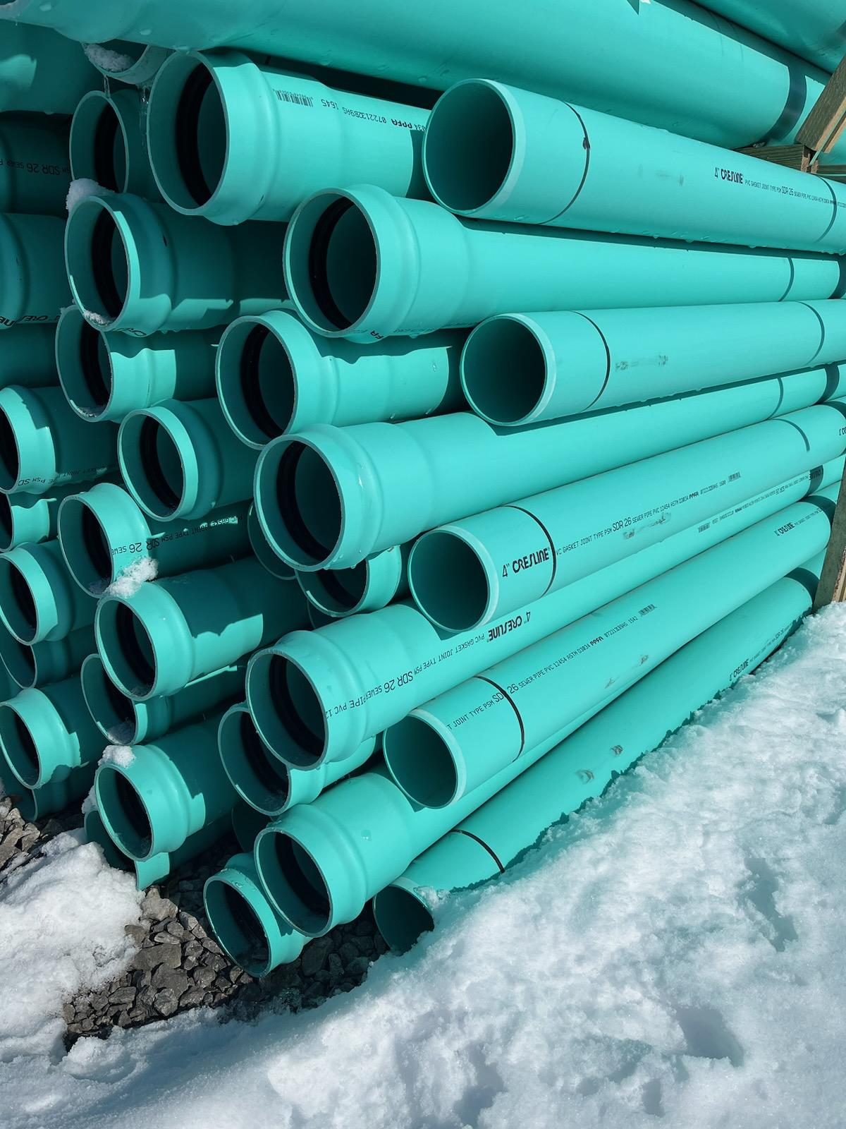 1223                           4 X 14 FT PVC GREEN SEWER PIPE RT SDR35 from