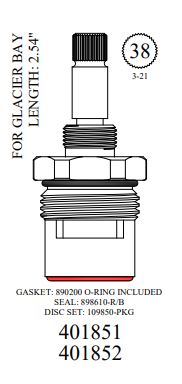 989921                         GLACIER BAY RIGHT HAND CERAMIC STEM 38 SPLIN