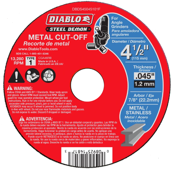 791614                         DIABLO 4-1/2 TYPE 1 METAL CUTOFF DISC from D