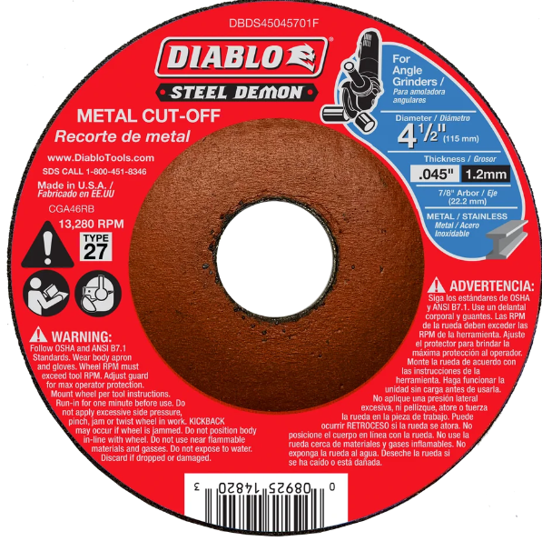 854079                         DIABLO 4-1/2 STEEL DEMON TYPE 27 METAL CUT-O