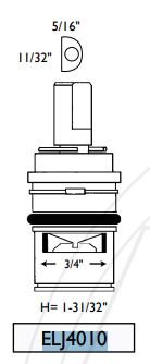 916470                         ELJER BRASS CERAMIC DISC CARTRIDGE HOT from